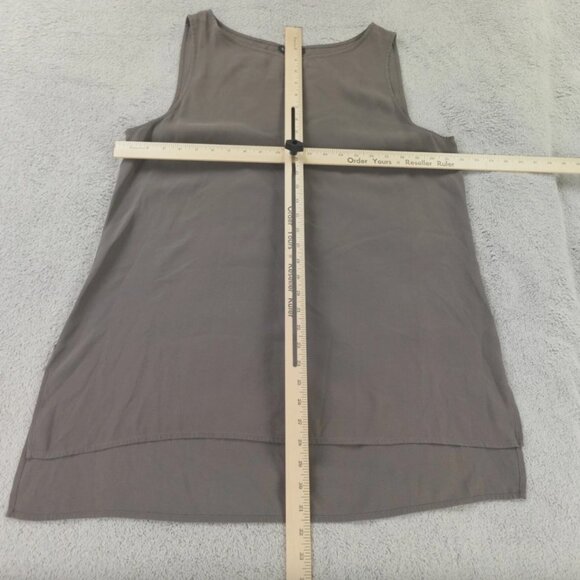 Eileen Fisher Silk Tunic Top Womens Large Gray Stone Taupe Tank Shell Minimalist - Picture 4 of 8
